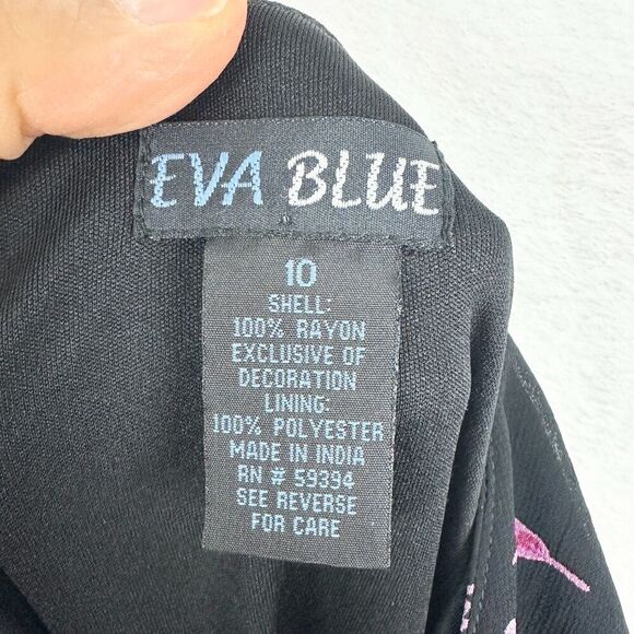 Vintage Eva Blue 90s Y2K Beaded Mini Dress Size 10 Whimsigoth Fairy 00s Floral - Picture 6 of 6